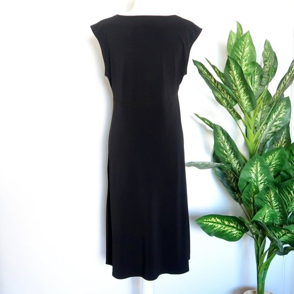 Free People Black Sleeveless V-neck Knot Front Stretch Midi Shift Dress Large L - Picture 3 of 7